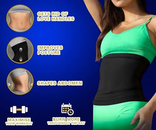 Waist Trimmer for Women - Neoprene-Free Sauna Belt - Small Blue