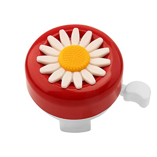 Kid's Bicycle Bell - Flower Design, Easy Install, Red & White