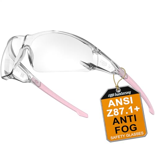 Anti-Fog Clear Safety Glasses for Youth Baseball & Pickleball - Clear-Pink