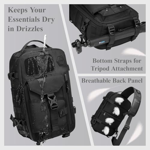OZUKO 11L Tactical Sling Bag Black with Velcro Crossbody Shoulder Chest Bag