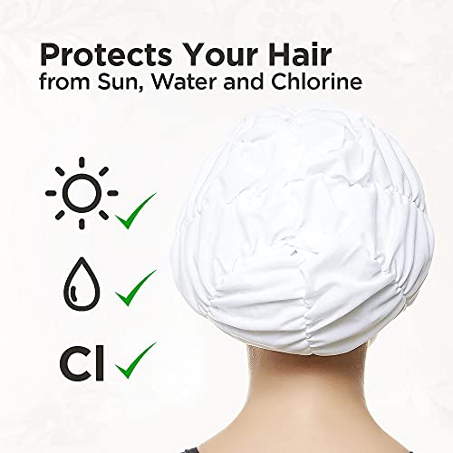 Women’s Shower Cap - Retro Bathing Swim Turban - White