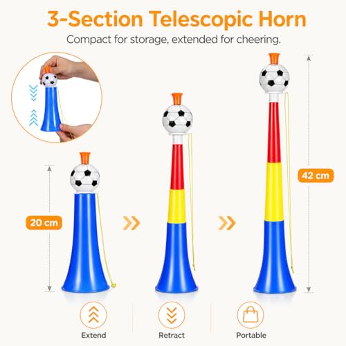 10 Pack Soccer Stadium Horns - Colorful Plastic Noisemakers