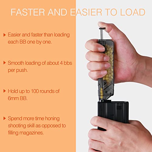 100-Round Airsoft Speed Loader for 6mm BB Magazines - Black