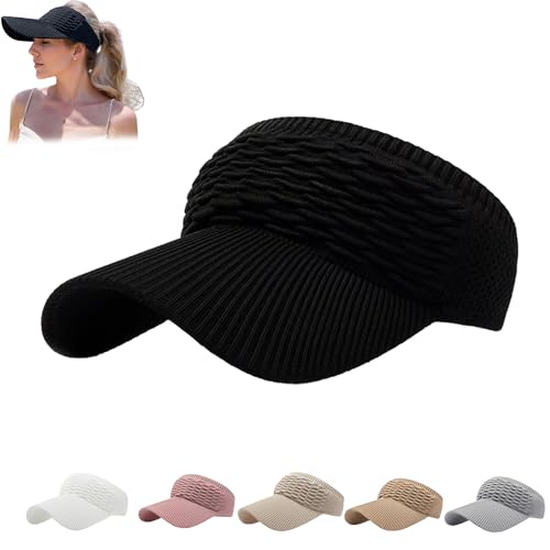 Wide Brim Sun Visor Hat with UV Protection - Black