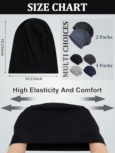Slouchy Cotton Beanie Hat - Lightweight Unisex Skull Cap - Large Black Purple