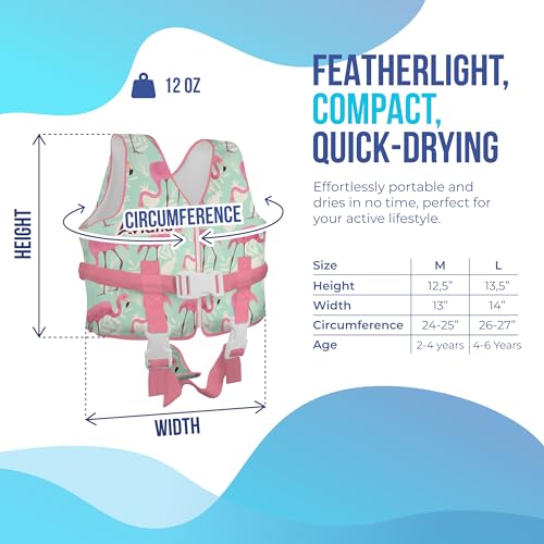Pro Aviana Flamingo Toddler Swim Vest Floaties for Kids 33-60 lbs Medium