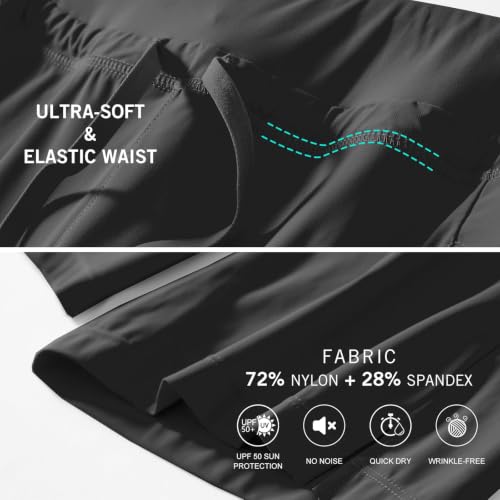 Baleaf Women's Hiking Bermuda Shorts Large 9 Inch Black Quick Dry Cargo with Pockets
