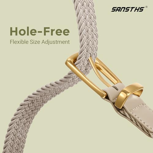 Elastic Braided Belt for Women - Stretch Woven Waist Belt, Grey (Fits 31–35 in)