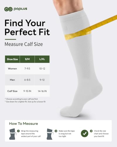 Compression Socks for Women & Men - 3 Pairs, 15-20 mmHg Support - Small-Medium