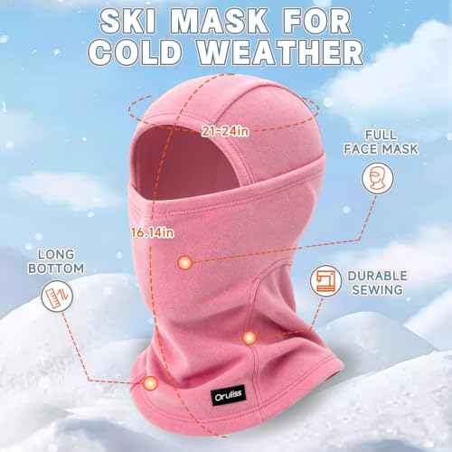 Warm Full Face Ski Mask Balaclava for Men & Women - Rose Pink