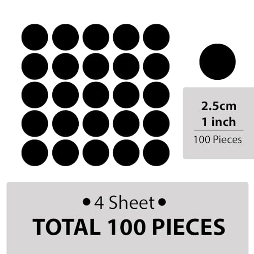 Black Polka Dot Wall Decals ? 100pcs 1 Inch Matte Vinyl Dots ? Not Stickers ? Removable & Safe for Walls ? Easy to Peel & Stick ? Nursery & Bedroom Decor by BUGYBAGY