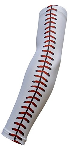 Compression Arm Sleeve - Youth Large with White Baseball Stitches