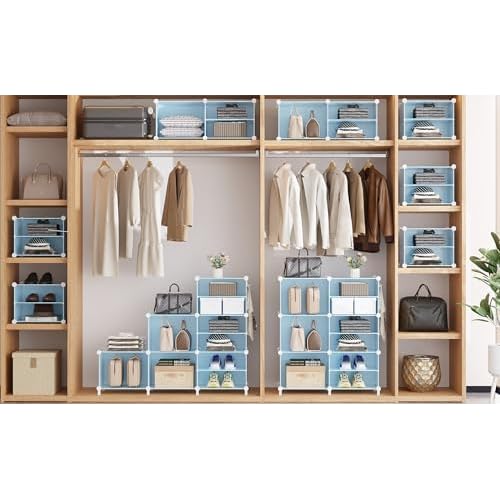 AWTATOS Closet Organizer 6 Cube Storage Shelves Portable Closet Clothes Organizers and Storage Stackable Cubby Shelving for Closet Bedroom Living Room Blue