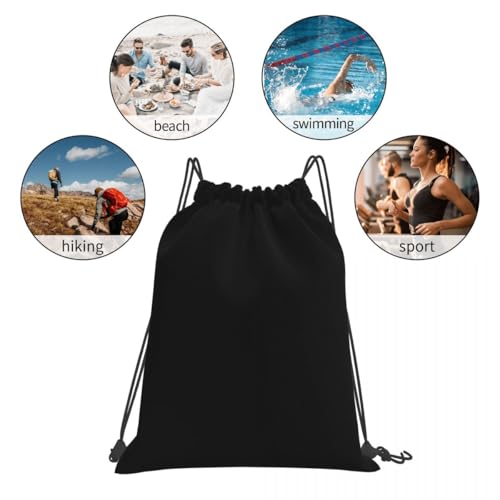 Personalized Drawstring Backpack - Custom Sports Bag - Pure Black