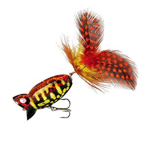 Arbogast Hog Hula Popper 2.0 Topwater Lure Feathered Treble Hook Crackle Pattern