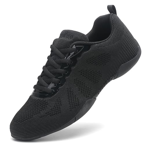CheeryEase Girls Cheer Shoes 3.5 Big Kid Non-Slip Arch Support Black White