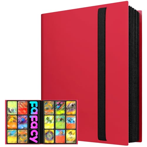 Deep Red 9-Pocket Trading Card Binder Holds 360 Sports Cards Organizer