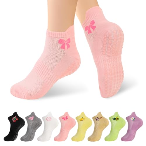 Non-Slip Pilates Yoga Socks for Women - 8-Color Ankle Set