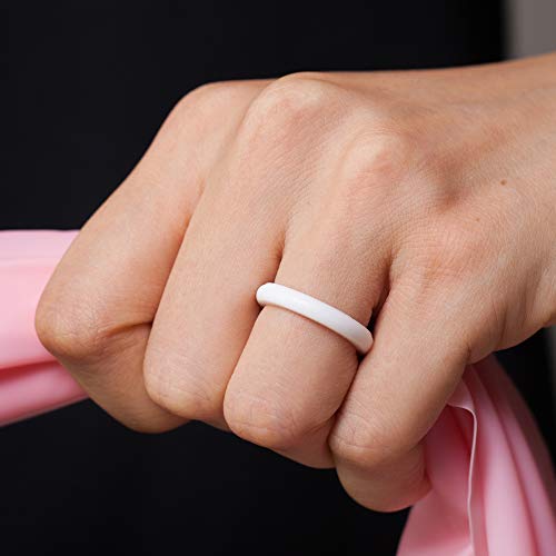 Stackable Silicone Wedding Rings for Women - Pure White, 3.5-4