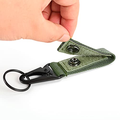 Tactical Molle Key Ring - Nylon Belt Keychain Clip - Army Green (Pack of 2)