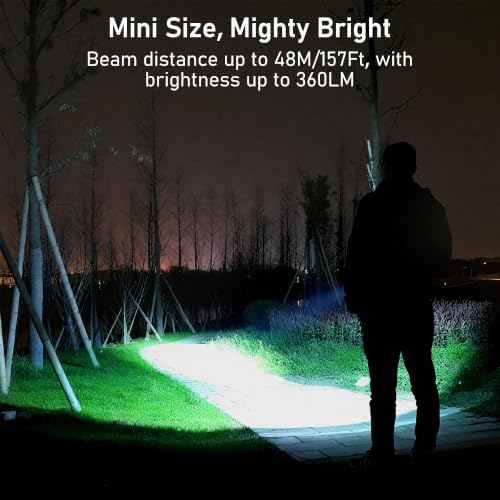 EDC Rechargeable Keychain Flashlight - 360L Mini Portable - Black