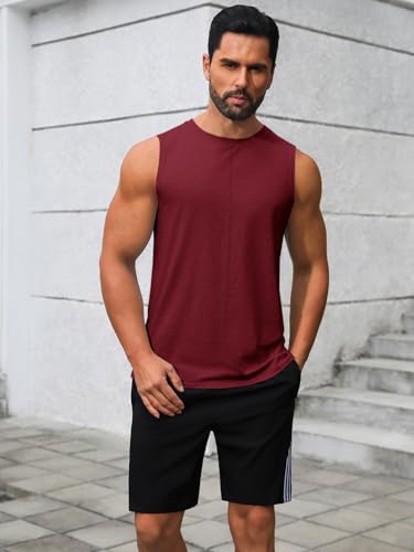 Men's Sleeveless Workout Tank Top - Burgundy, Large