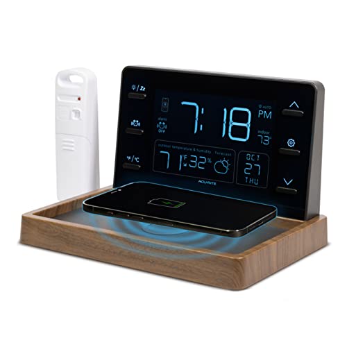 Wireless Charging Alarm Clock with Weather Display & Sensor