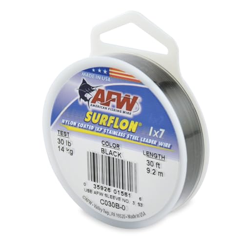Nylon Coated Leader Wire - 30 Feet, 30 Pound Test - Black