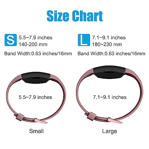 Silicone Replacement Bands for Fitbit Inspire 2 - 3 Pack Smoke Purple, Starlight, Cactus - Small 5.5"-7.1"
