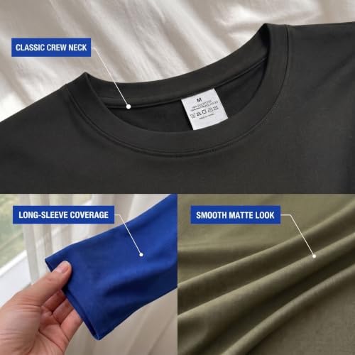 XWC Men's Large 5 Pack Long Sleeve Sun Protection Workout Shirts - Quick Dry, UPF 50+