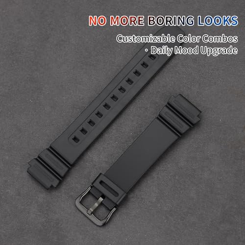 Silicone Replacement Strap for Casio G-Shock Watches - Black/Black Buckle