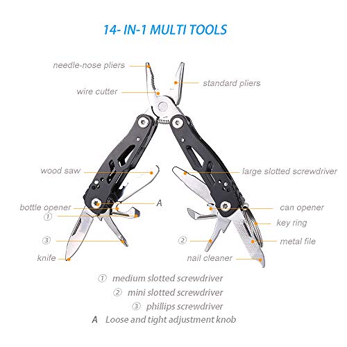 MINI Multitool Pliers, Birthday Christmas Gifts for Men Boyfriend Dad Husband Women, Pocket Knife 14-In-1, Rugged and Practical Portable Computer and Bike Gadgets, Black Camping and Survival Tools