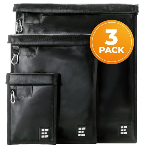 Large Faraday Bags 3 Pack ? Signal Blocking RFID Pouch for Phones, Laptops, Bank Cards, Electronics, Key Fobs ? Anti-Hacking, Fireproof & Waterproof Faraday Cage for Digital Privacy & Theft Protection