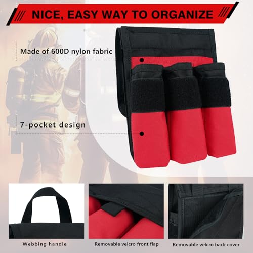 MELOTOUGH 7-Pocket Firefighter Tool Pouch with Carry Handle and Flap, Fits in Bunker Gear Pocket, Tool Organizer