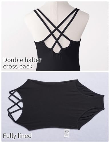 Girls Double Camisole Ballet Leotard with Skirts - 9-10 Years Black Dancewear