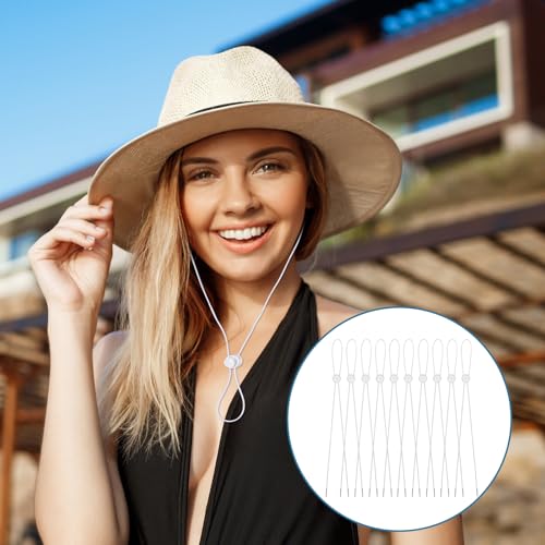 10 Pcs Adjustable Flexible Hat Chin Cord Clips - White