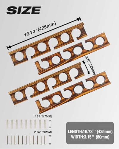 Fishing Rod Holder for Wall or Ceiling - Holds 6 Rods, Durable Wood