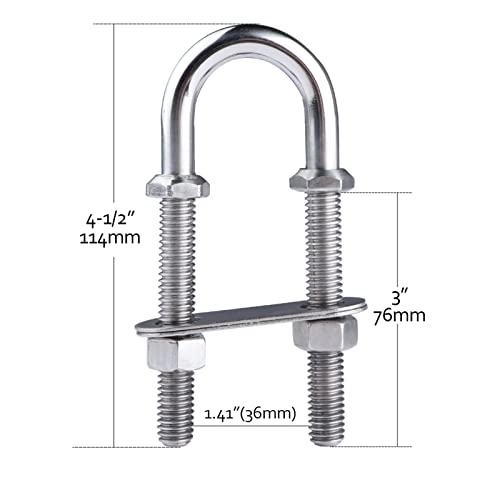 4.5 Inch U-Bolt Tie Down - 316 Stainless Steel Marine Hardware