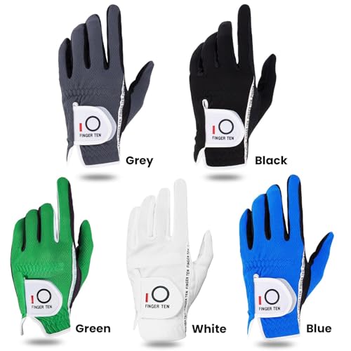 Men’s Golf Glove - Rain Grip for Left Handed Golfers - White M/Large