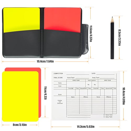 Soccer Referee Cards Set with Storage Wallet & Record Sheets