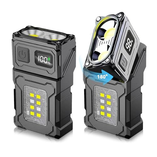 VOHIVI 2-Pack USB-C Rechargeable 800-Lumen Clip On Flashlight with Magnetic Base, Dual LED, 7 Modes