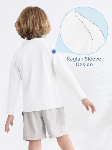 Baby Toddler Boys Long Sleeve Rash Guard Swim Shirt - White / 2T