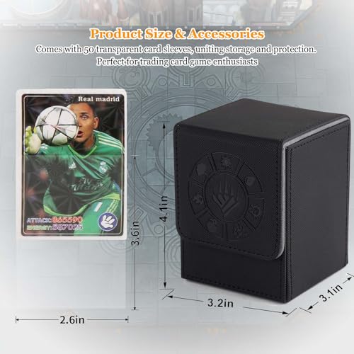 Card Deck Box for Collectible Trading Cards - 110+ Storage with Sleeves