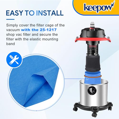 KEEPOW 25-1217 Vacuum Filters Replacement Compatible with Stanley 1-6 Gallon Wet/Dry Vacuums, 3 Pack