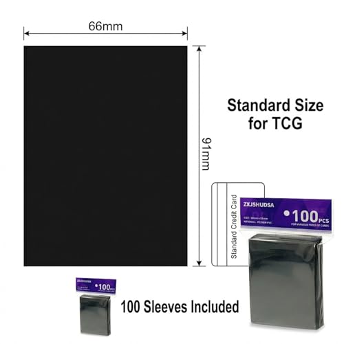 200pcs Black Matte Card Sleeves for Trading Cards - 66 x 91 mm