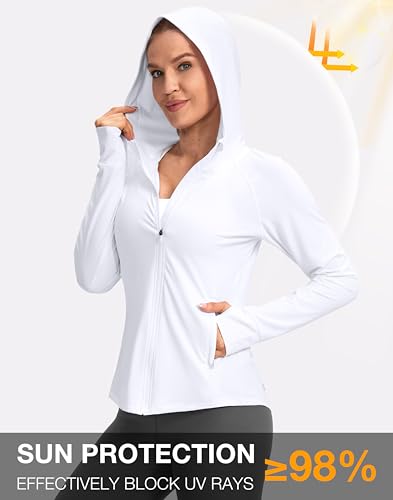 Women's UPF 50+ Sun Protection Lightweight Hoodie Jacket for Outdoor Hiking