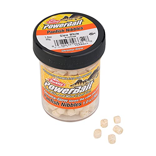Chroma-Glow Panfish Nibbles Fishing Soft Bait - Glow White Jar