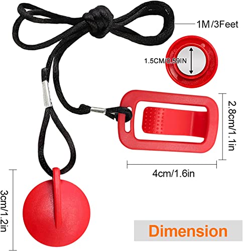 Universal Magnetic Treadmill Safety Key - Round Replacement - Bright Red
