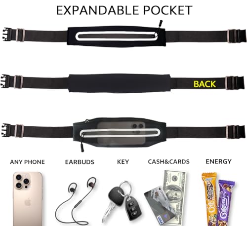 Slim Running Belt Fanny Pack - Water-Resistant Phone Holder - Grey