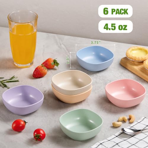 6 Pack Wheat Straw Dipping Bowls - 4.5 OZ Mini Prep Bowls
